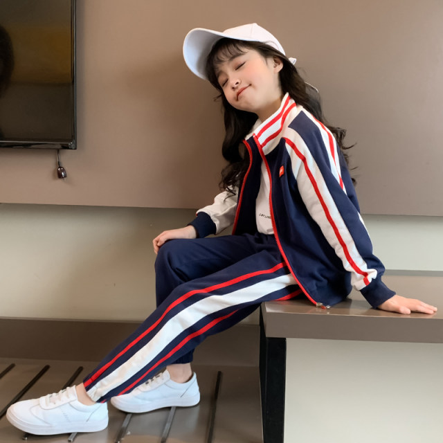 Girls Internet celebrity sportswear suit spring 2024 new big children's fashionable girls spring and autumn two-piece set