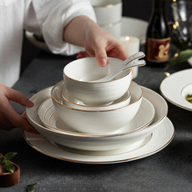 H Yiheng ceramics high-end gold-rimmed tableware dishes dishes chopsticks set housewarming home combination rice bowl plate internet celebrity model