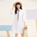 Màu tím Han Womens 2019 đầu thu mới Mới vừa dài Màu rắn Váy lỏng Váy nhỏ ve áo - Sản phẩm HOT Sản phẩm HOT