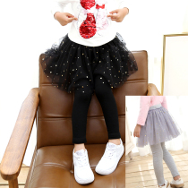 Girl Pure Cotton Elastic Body Clothing DRESS PANTS IN DRESS PANTS SPRING FALL CHILDREN DRESS GIRL BABY PANTS OUTSIDE WEARING UNDERPANTS