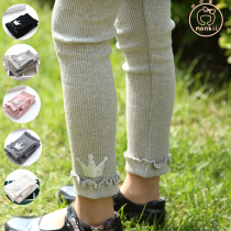Girl Beats Bottom Pants Spring Autumn Style Korean Version Pure Cotton Thread Elastic Children Dress Baby Casual Pants External Wear Long Pants Pants