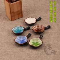 (Buy three get one) ice crack glaze ceramic multi-function ink plate open glaze plum blossom pen ink plate multi-color small Kai brush plate orchid quilt inkstone plate copy reading study room gadget four treasures