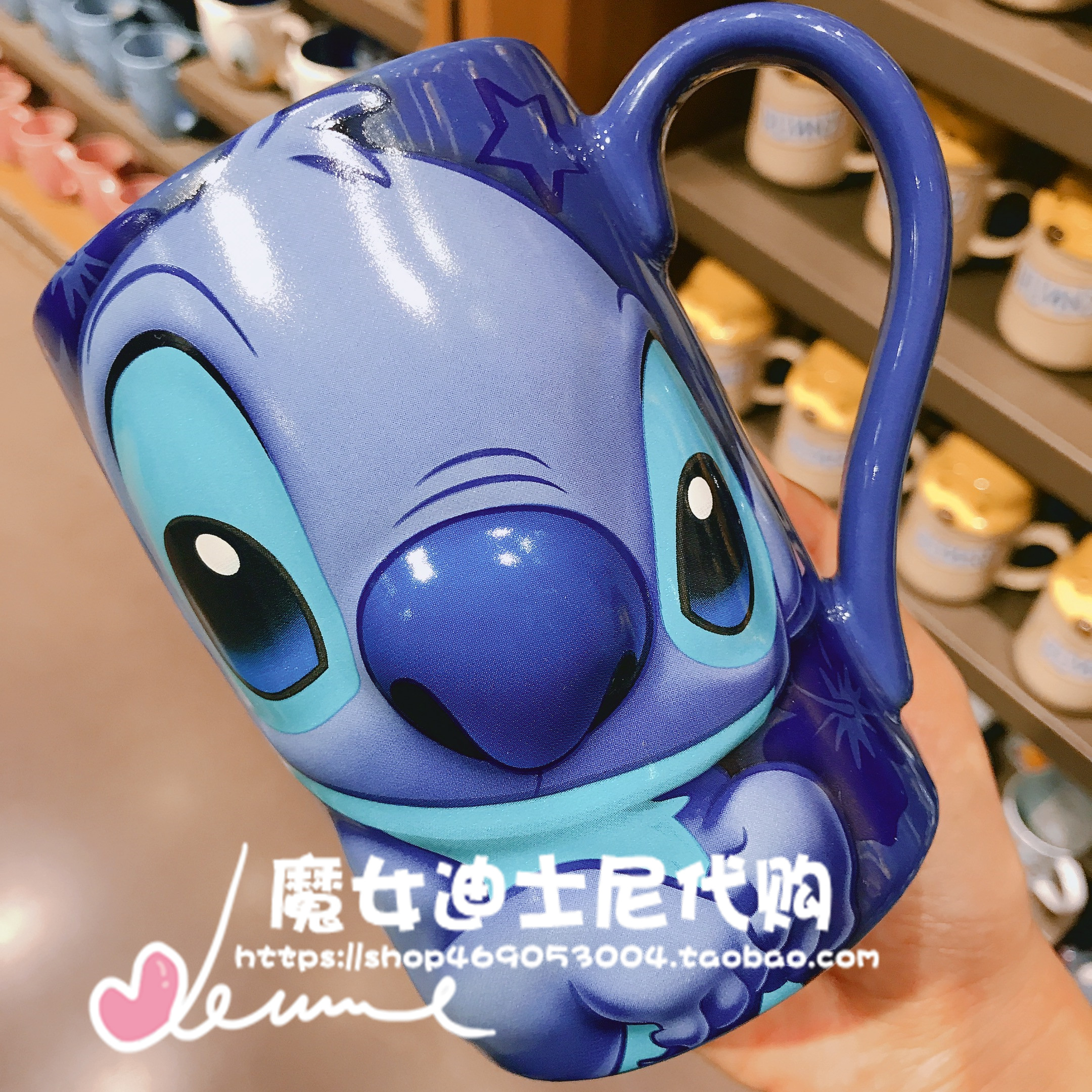 Stich Mug & Stich 60Shanghai Disneyland Domestic purchasing agent Mickey Minnie Mug Donald Duck Big mouth ceramics Mark cup Water cup just