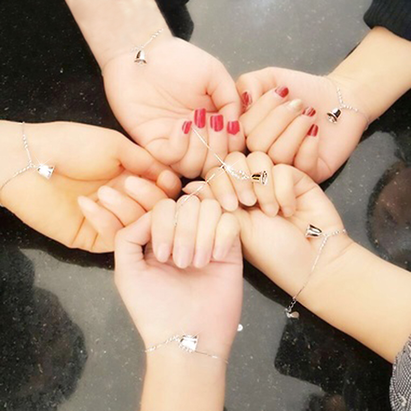Bell hand Li female best friend pair of sterling silver Korean version of personality simple student custom lettering two sister token