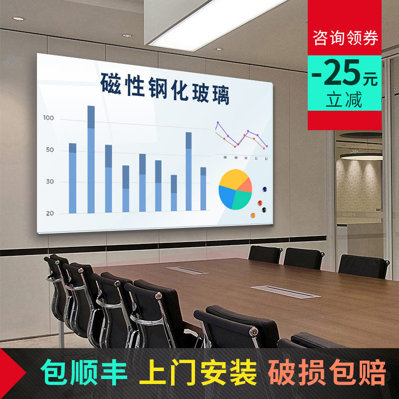 Magnetic Tempered Glass Whiteboard Hanging Home Teaching Office Conference Room School Children Training Hanging Writing Board