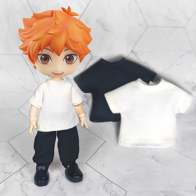 taobao agent OB11 baby short -sleeved T -shirt accessory GSC clay head DDF YMY Body9 Black and White Clear color clothes