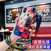 Suitable for millet max3 mobile phone case max2 protective cover all-inclusive border anti-fall trend female personality creative wristband bracket lanyard oblique cross Net red strap totem printing soft silicone