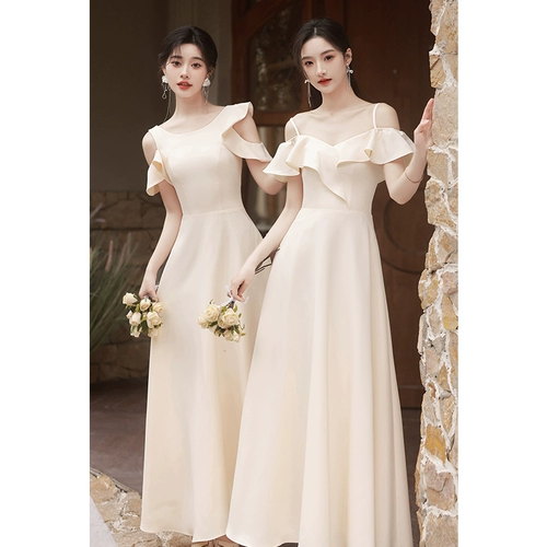 Летнее платье подружки невесты, цвета шампанского, изысканный стиль, по фигуре