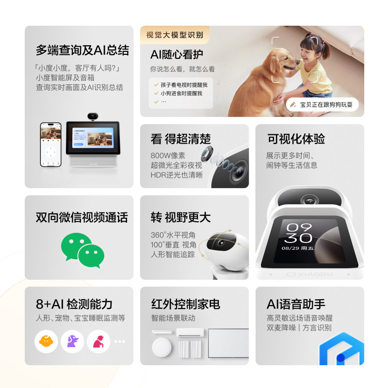 Xiaodu Smart Camera C800 Two-Way Video Call Camera Home Surveillance Mobile Phone Remote Wireless Indoor