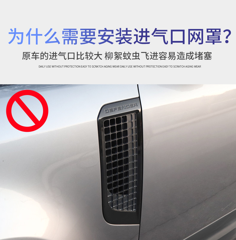 Suitable for 20-24 Land Rover New Defender Fender Air Inlet Insect Mesh Anti-blocking Cover Modification Accessories