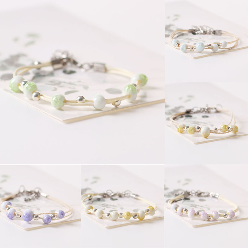 Jingdezhen ceramic jewelry hand-wrapped water drop crack beads national wind adjustable size of female models