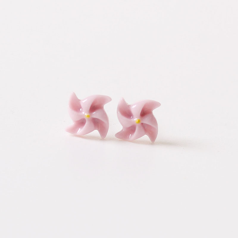 Ceramic Trinket New Original Design Student Female Earnter Pink Kite ear pin Little Qing New personality is small