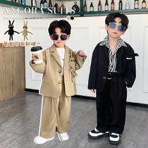 Boys casual suits 2022 autumn childrens birthday Korean version of Angora rabbit suit suit baby foreign style dress