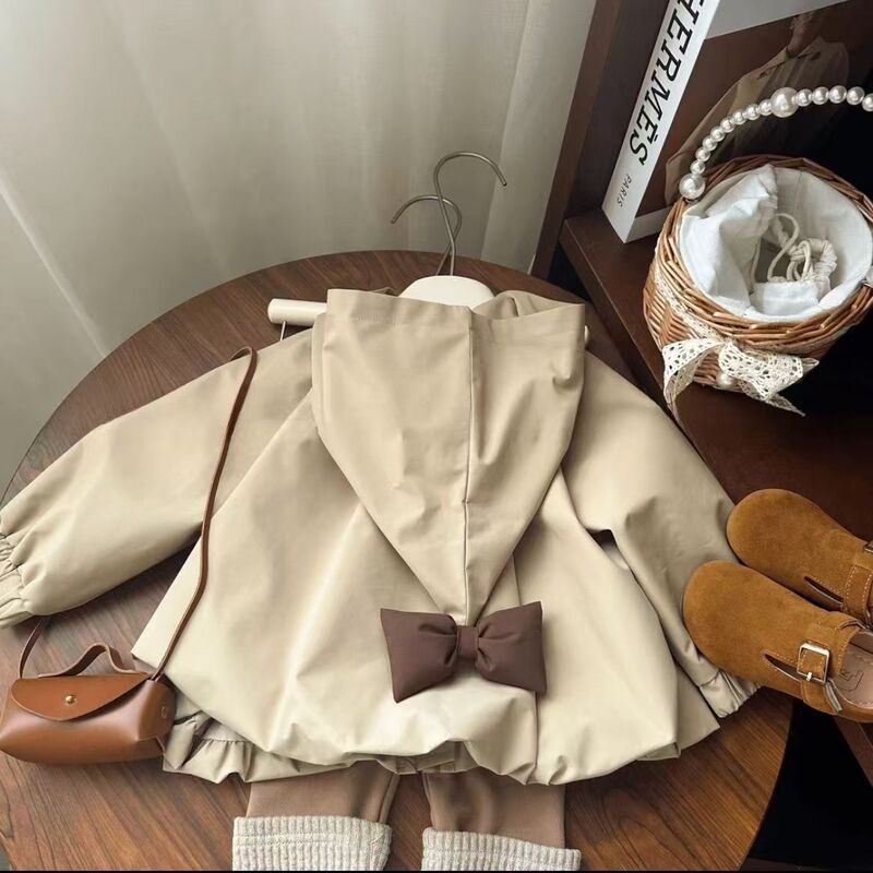 Girls' Korean-Style Fashionable and Sweet Jacket 2026 Spring and Autumn New Style Baby Girl Trendy Hooded Windbreaker 6