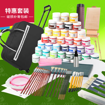 Art test Marley gouache paint set canned paint box drawing beginners students use Mary Marley brand gouache watercolor painting tool set 24 42 color set multifunctional picture box