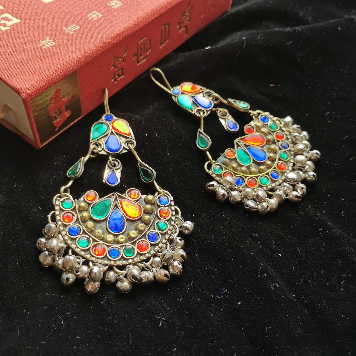 Tribal Light Spot Import ATS American Tribal Wind Belly Leather Dance Earrings Afghanistan Kuchi Ethnic Style
