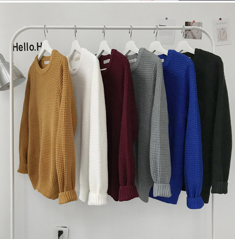 Áo len đôi 2018 mới thu đông và áo len liền thân màu phiên bản nam Hàn Quốc của xu hướng quần áo lưới dệt kim đỏ áo len đôi nam nữ