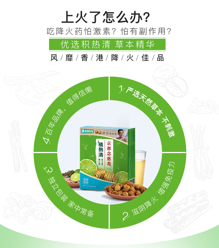 香港 京都念慈菴 积热清 草本清热去火饮品 12袋*2盒 青柠口味 图3