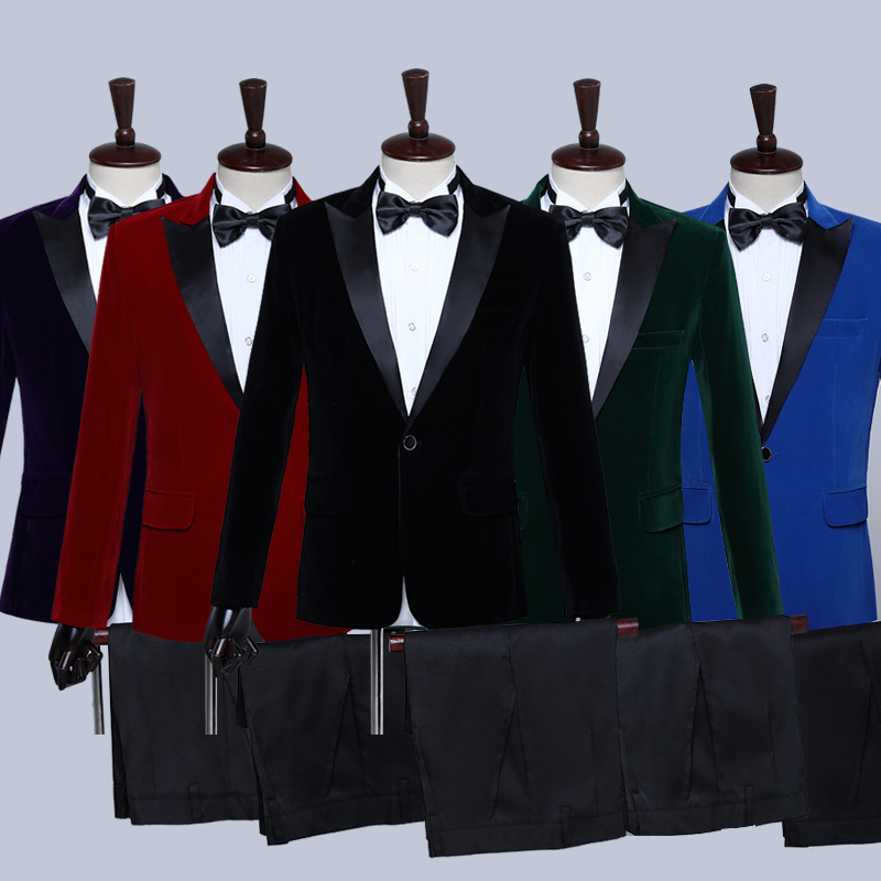 Suede Blazer Men's Choir Costume Nightclub Photo Studio Suit Performance Suit Fitted Host Dress