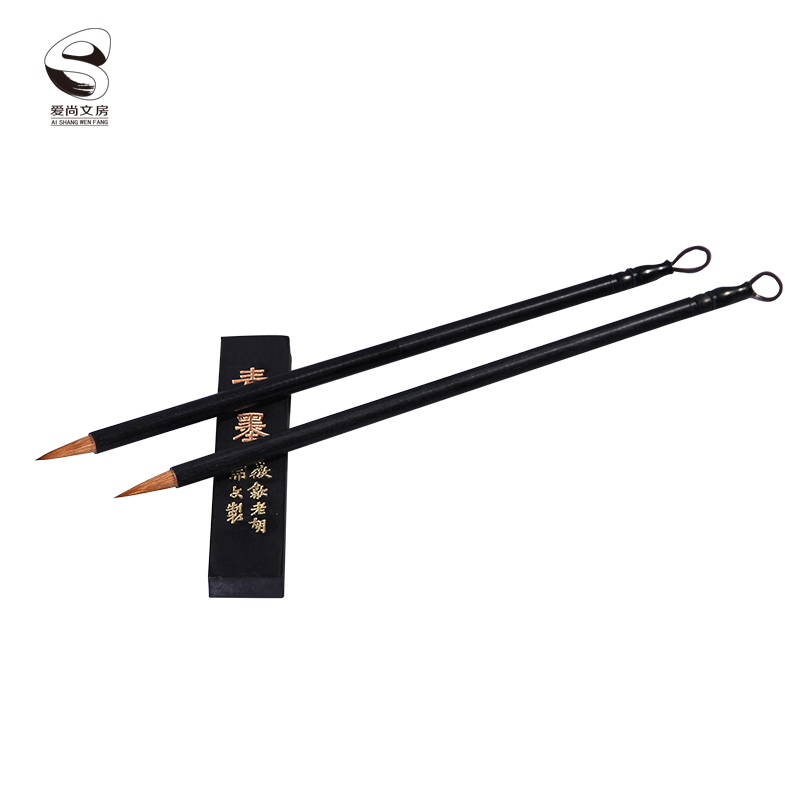 Love Shang Wenfang Black sandalwood wolf brush Pure wolf brush Small Kai copy Sutra Red brush Wenfang Four treasures Pen ink paper Inkstone