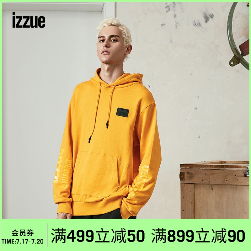 izzue men's hooded sweater autumn trend letter printing silicone badge 3127F9D