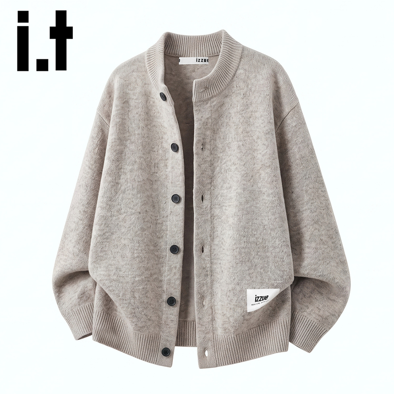 It Izzue Old Money Style Retro Stand-Up Collar Knitted Jacket Men's Autumn New Street Style Handsome Cardigan Sweater Y It Izzue Old Money Style Retro Stand-Up Collar Knitted Jacket Men's Autumn New Street Style Handsome Cardigan Sweater Y
