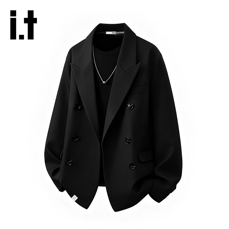 It Izzue Solid Color Double-Breasted Business Blazer for Men, Spring and Autumn, High-End, Loose Casual Suit, Trendy Brand 7m It Izzue Solid Color Double-Breasted Business Blazer for Men, Spring and Autumn, High-End, Loose Casual Suit, Trendy Brand 7m