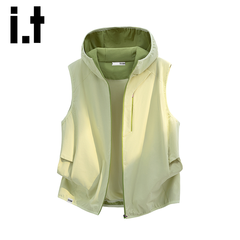 It Izzue Trendy Functional Hooded Vest Jacket for Men, Autumn Sports Style, Loose Casual Sleeveless Vest Y It Izzue Trendy Functional Hooded Vest Jacket for Men, Autumn Sports Style, Loose Casual Sleeveless Vest Y