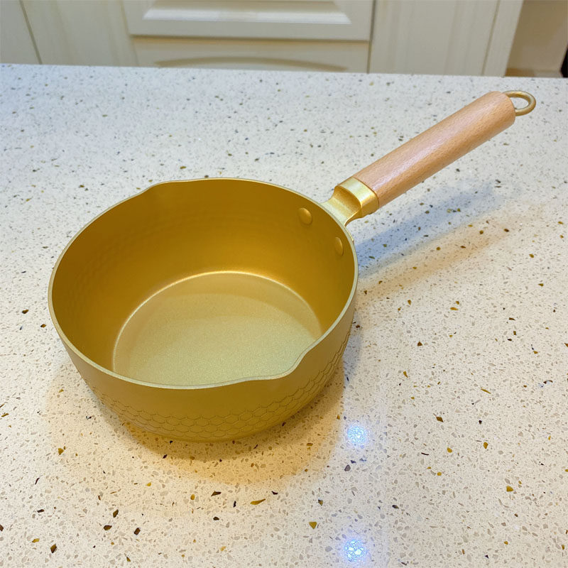 New (honeycomb textured) (golden) 18cm20cm Baby coveting milk pan Japanese style flat bottom non-stick snowpan