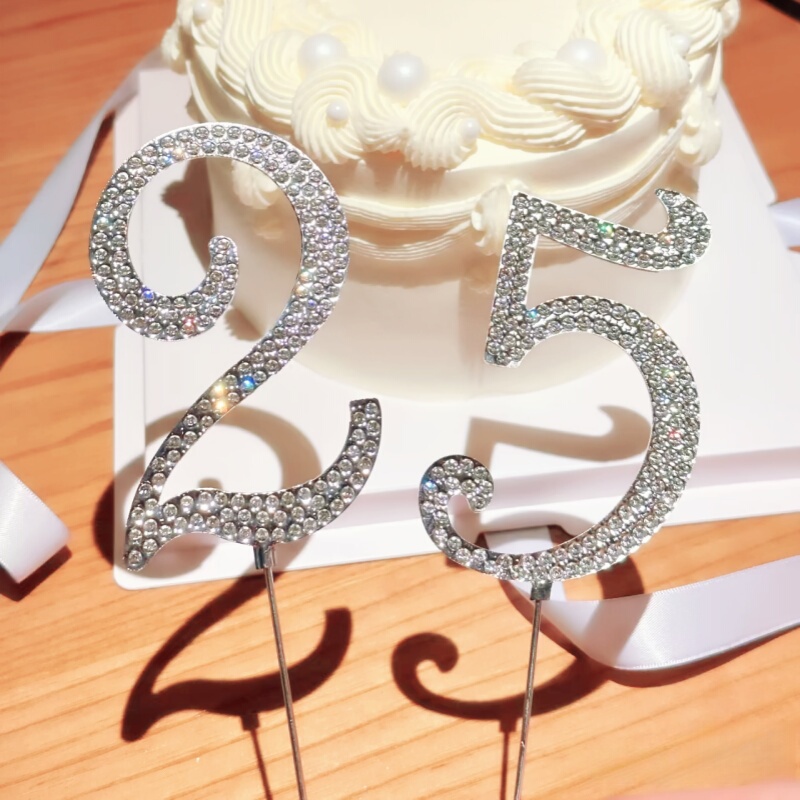 Extra Large Rhinestone-Encrusted Number Birthday Cake with Diamonds, Photo Props for Birthday Celebrations