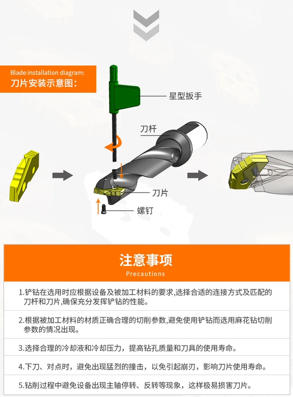 Máy khoan xẻng Chungheng CHTOOLS [chỉ có thanh dao] tay cầm mặt bích chắc chắn có thể thay thế lưỡi khoan mũi khoan nước