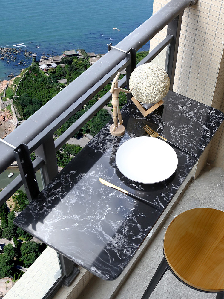 Lan can ban công bàn treo có thể gập lại nâng bằng đá cẩm thạch nhà giải trí căn hộ nhỏ thanh cửa sổ lan can bàn làm việc bàn họp chân sắt bàn