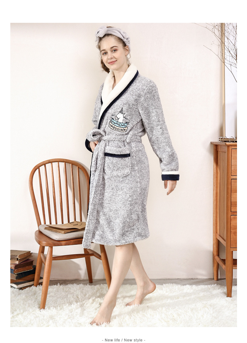 Đậu đỏ nhà đôi dễ thương nhung nhung áo ngủ nữ mùa đông dày ấm flannel đồ ngủ nam dịch vụ nhà áo choàng tắm Couple áo ngủ mùa hè 