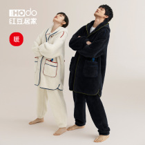 Red Bean Couple Pajamas Woman Coral Velvet Wear Lock - Temperature Storage Mens Home Clothes Winter