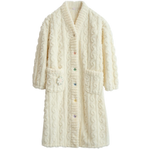 Red bean home coral velvet womens nightgown autumn and winter thickened long bathrobe flannel pajamas warm and can be worn outside