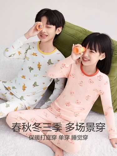 Хлопковые большие осенние удерживающие тепло штаны подходит для мужчин и женщин, осенний демисезонный комплект, детская одежда