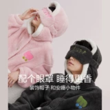 Коралловый бархатный банный халат с капюшоном, удерживающая тепло длинная утепленная пижама, для влюбленных