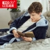 Đậu đỏ nhà đôi mùa đông dày san hô nhung đồ ngủ phụ nữ nam flannel áo choàng trùm đầu ấm áo choàng tắm bộ đồ ngủ nữ Night Robe
