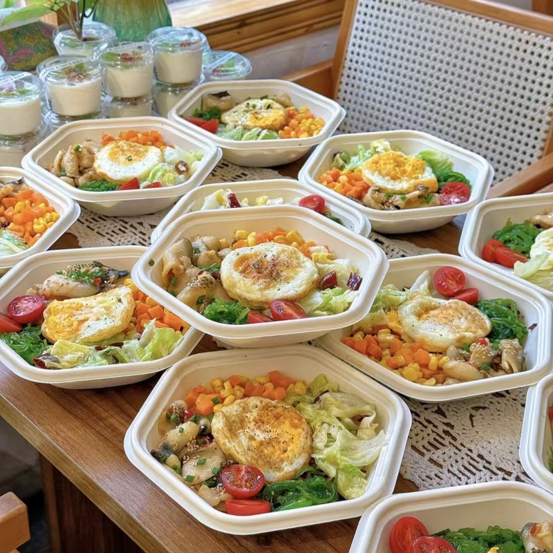 Disposable Corn Starch Hexagonal Bowl, Food-Grade, Biodegradable Tableware, Microwaveable, Takeaway Light Food Packaging Box, Commercial Use