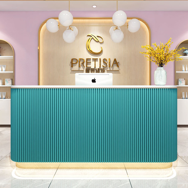 Clothing store cashier simple modern shop small counter custom light luxury beauty salon bar arc reception desk
