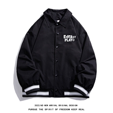 白底春季时尚潮流字母印花翻领棒球服百搭夹克外套G725P65控88，男装夹克，电商A247-1