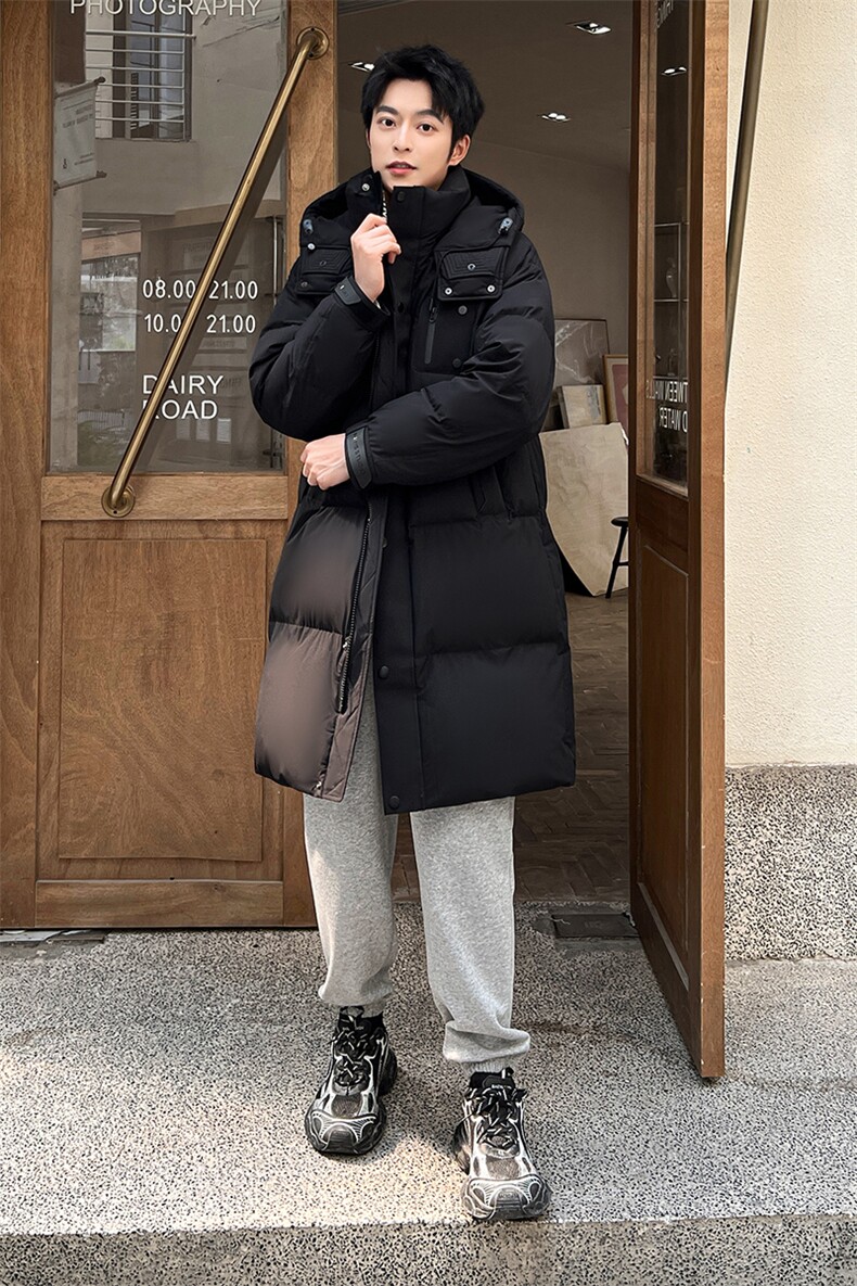新款男女中长款鸭绒外套时尚男女同款情侣613B-6801-P290,男装羽绒服,星座613B