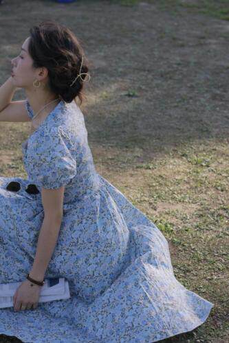 2039法式桔梗连衣裙，女装连衣裙，Mu Mu