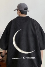 ！24夏季新款宽松大码港风月亮麂皮绒T恤TJ2391-特p22，男装T恤，星座508（原C305）