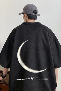 ！24夏季新款宽松大码港风月亮麂皮绒T恤TJ2391-特p22图片