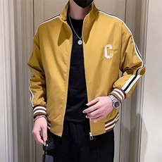 hansbenny秋冬季日系拉链立领卫衣男装外套纯棉毛圈复古风潮牌男，女装短外套，星座506A