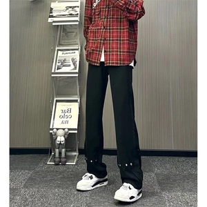 美式高街 hiphop冰丝铆钉微喇休闲裤货号K2425P55图片