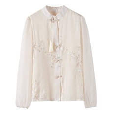 新中式国风刺绣女2025年春季新款气质优雅中式，女装衬衫，采品优优