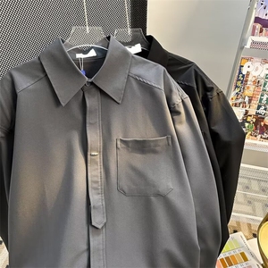 高品质夏款男长袖衬衫内扣金属装饰宽松长袖衬衣CS168 P40图片