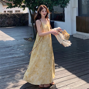 现货度假风吊带裙含腰带683-P120-K178图片